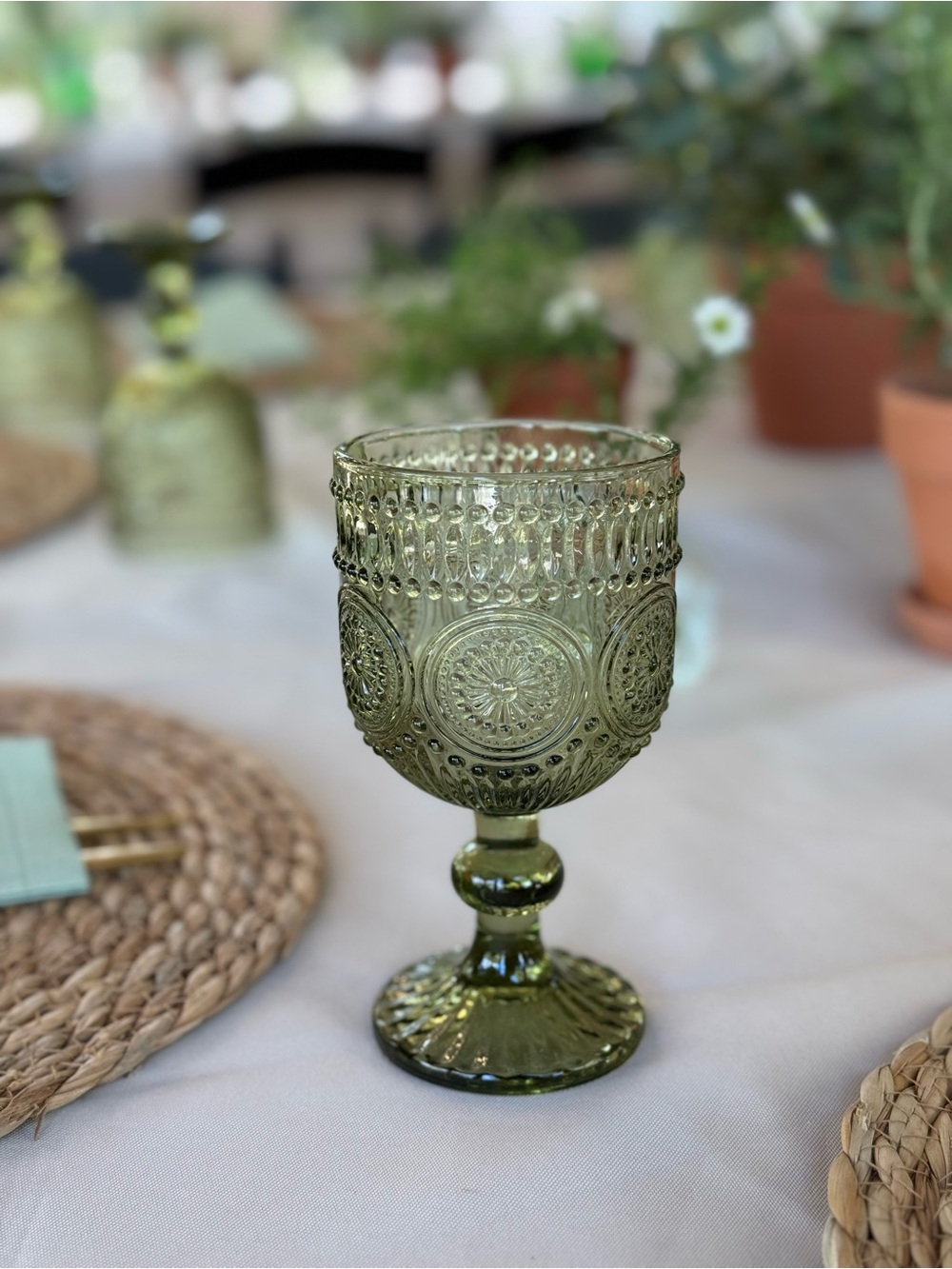 Set of 24 goblets green glasses